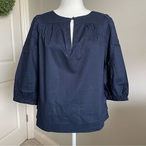 NAVY Tunic Top, Navy 3/4 Sleeve Cotton Blouse, Navy Blouse, Blue Shirt, Loose